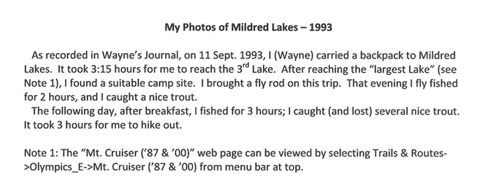 Mildred Lakes Trip 1993 B